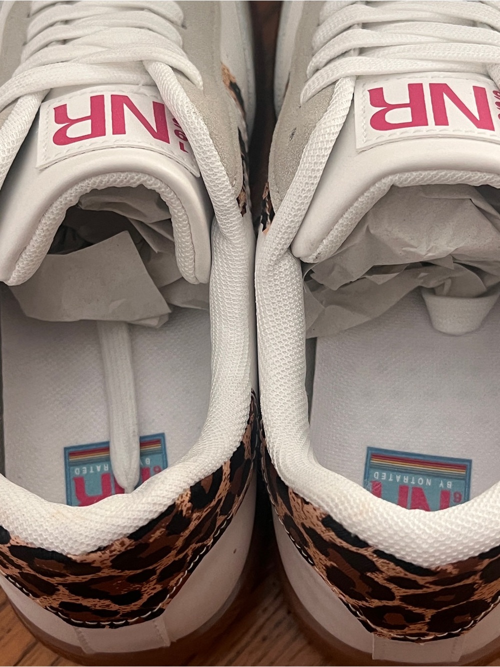 Not Rated Women’s White Leopard Accent Low-Top Sneakers - Picture 7 of 10
